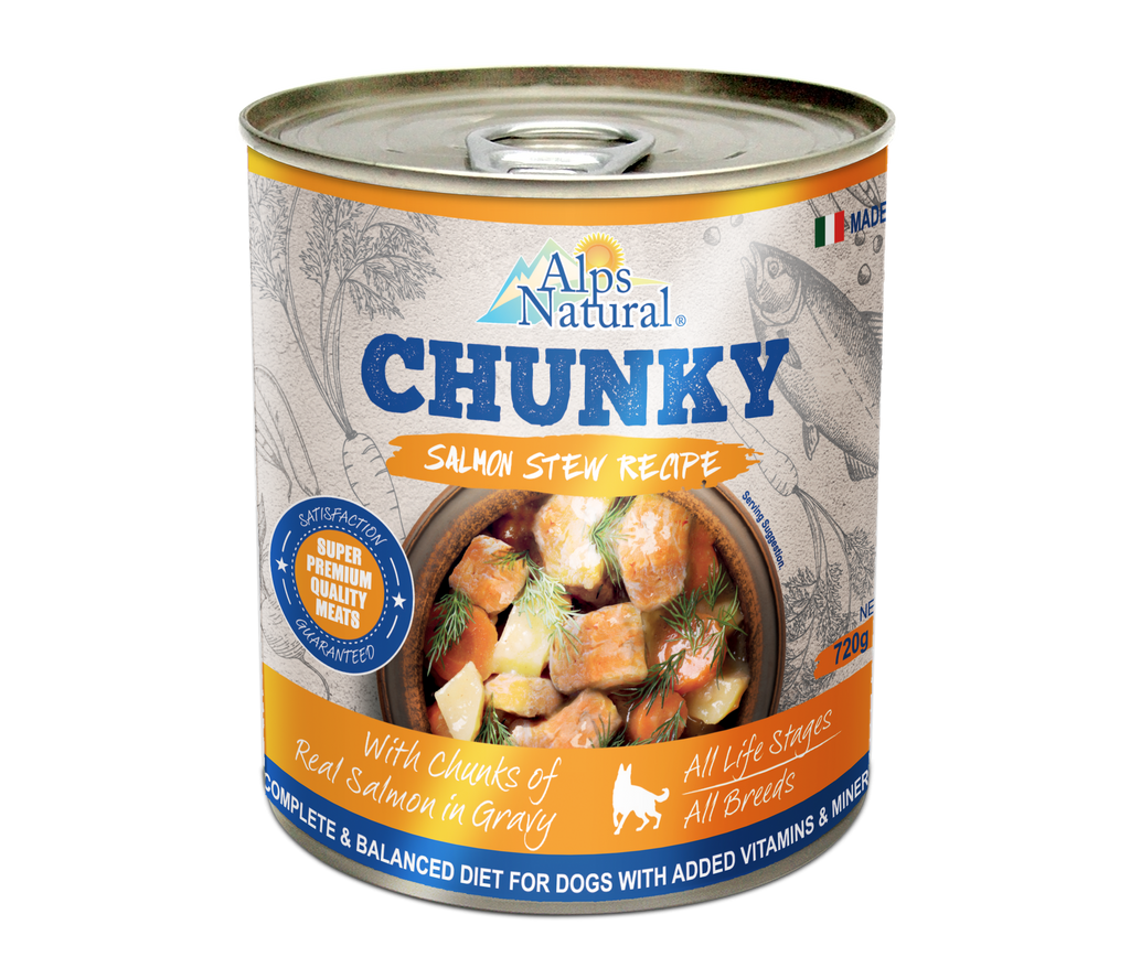 [CTN OF 12] Alps Natural Canned Dog Food - Chunky Salmon Stew Recipe (720g).