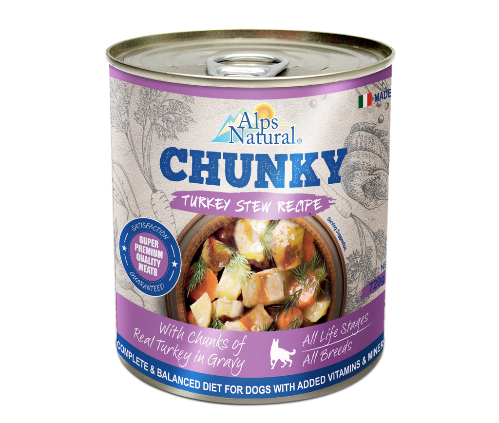 [CTN OF 12] Alps Natural Canned Dog Food - Chunky Turkey Stew Recipe (720g).