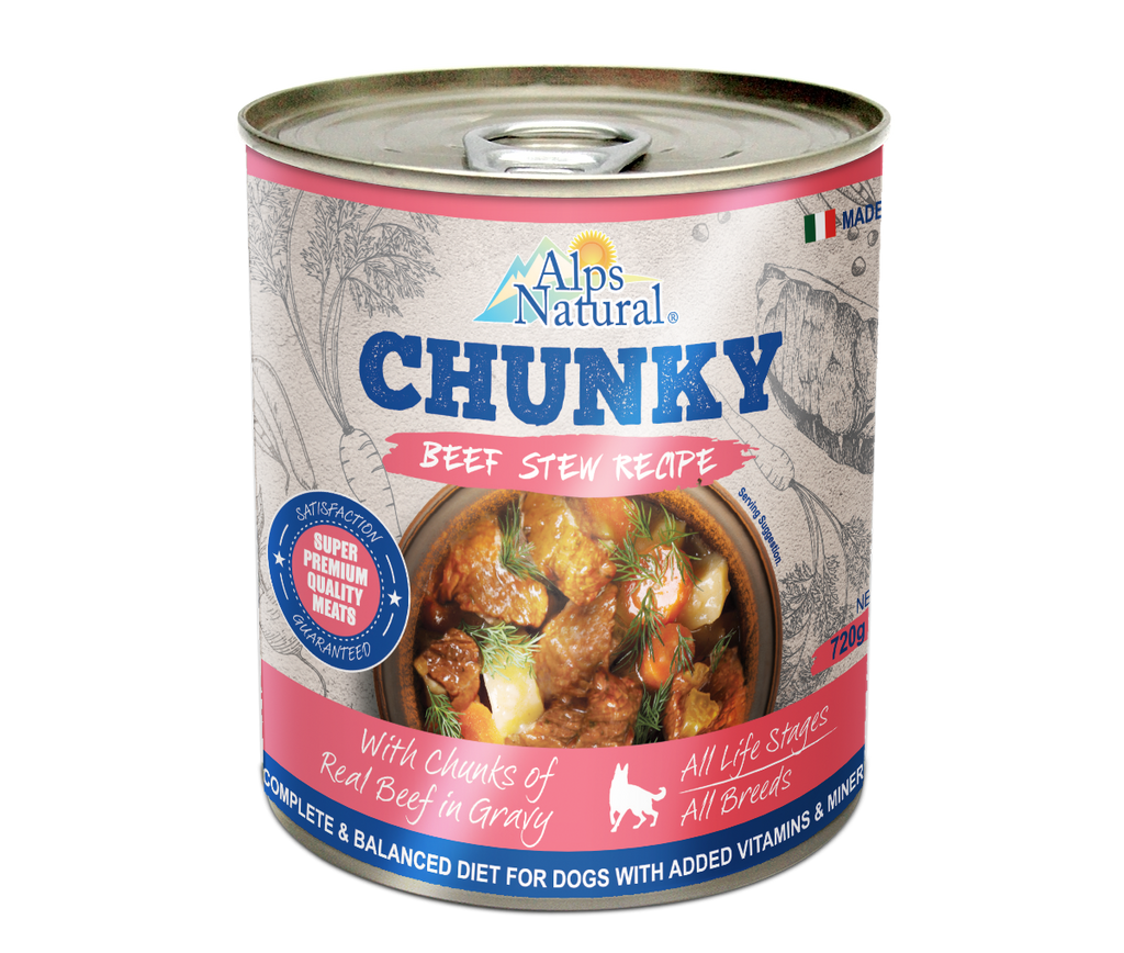 [CTN OF 12] Alps Natural Canned Dog Food - Chunky Beef Stew Recipe (720g).