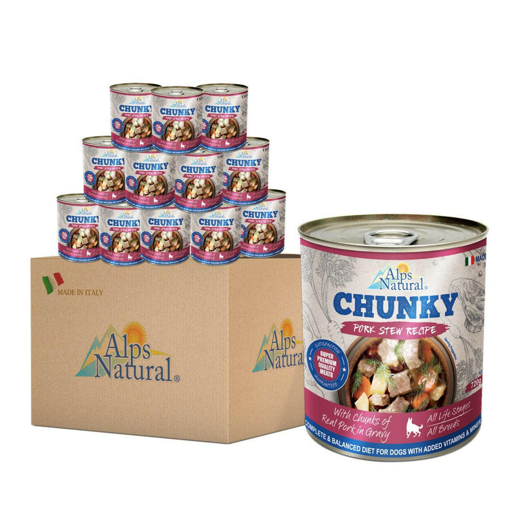 [CTN OF 12] Alps Natural Canned Dog Food - Chunky Pork Stew Recipe (720g).
