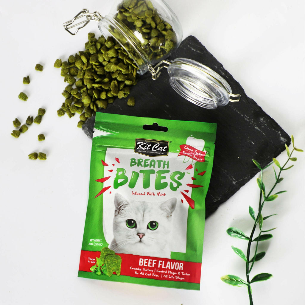 Kit Cat Breath Bites Dental Cat Treats - Beef (60g).