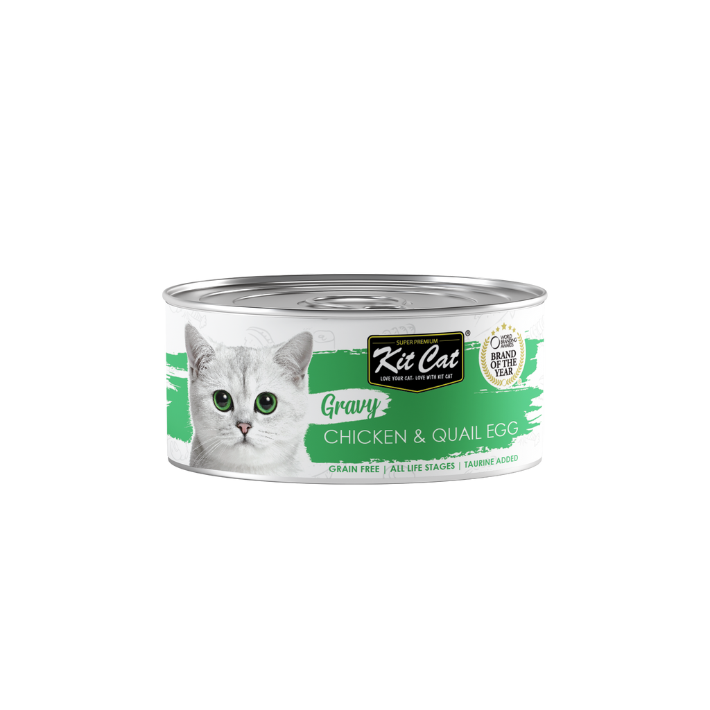 [CTN OF 24] Kit Cat Gravy Cat Canned Food - Chicken & Quail Egg (70g).