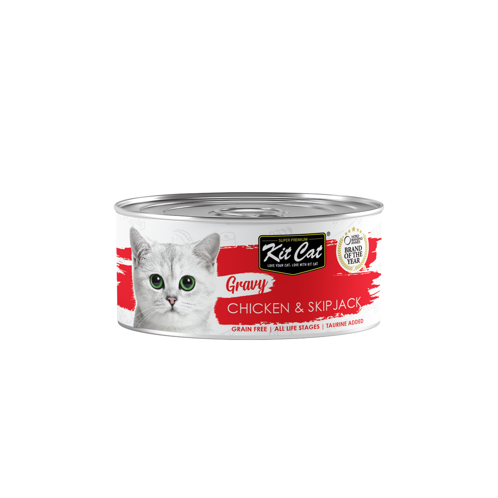 [CTN OF 24] Kit Cat Gravy Cat Canned Food - Chicken & Skipjack (70g).