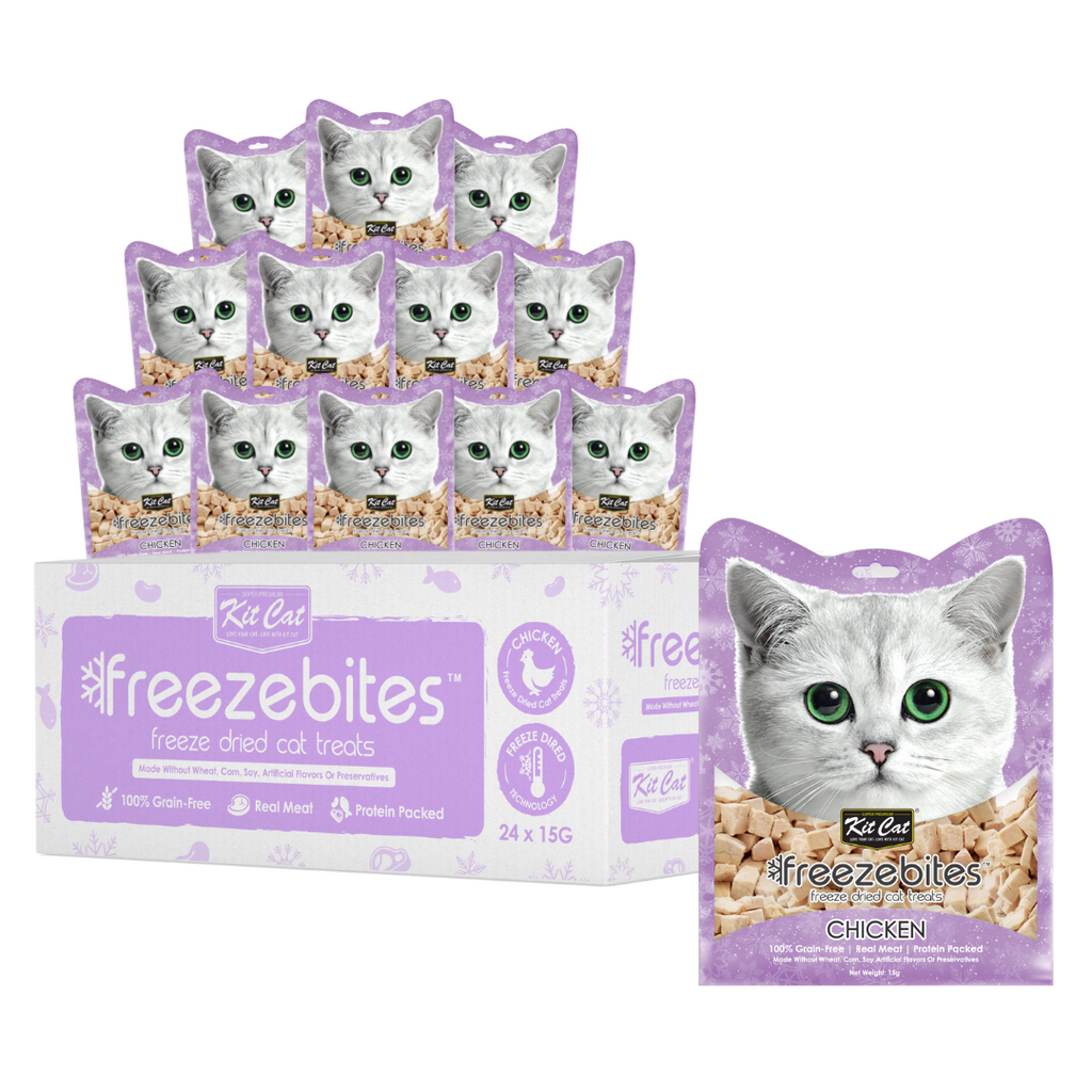 [CTN OF 24] Kit Cat Freeze Bites Cat Treat - Chicken (15g).