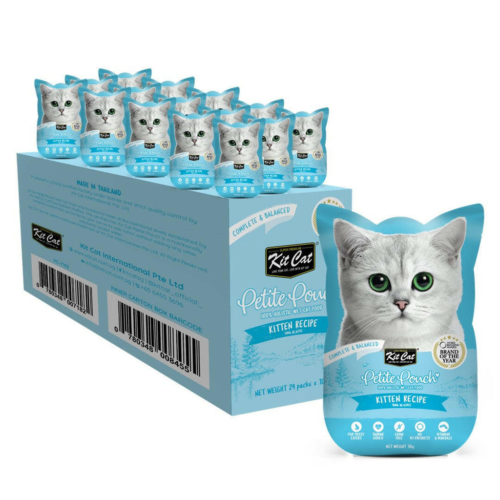 [CTN OF 24] Kit Cat Petite Pouch Complete & Balanced Wet Cat Food - Kitten Tuna in Aspic (70g).