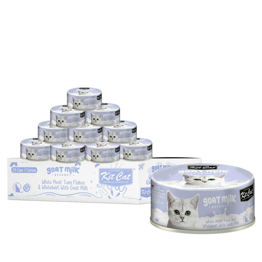 [CTN OF 24] Kit Cat Goat Milk Gourmet Canned Cat Food - Tuna & Whitebait (70g).