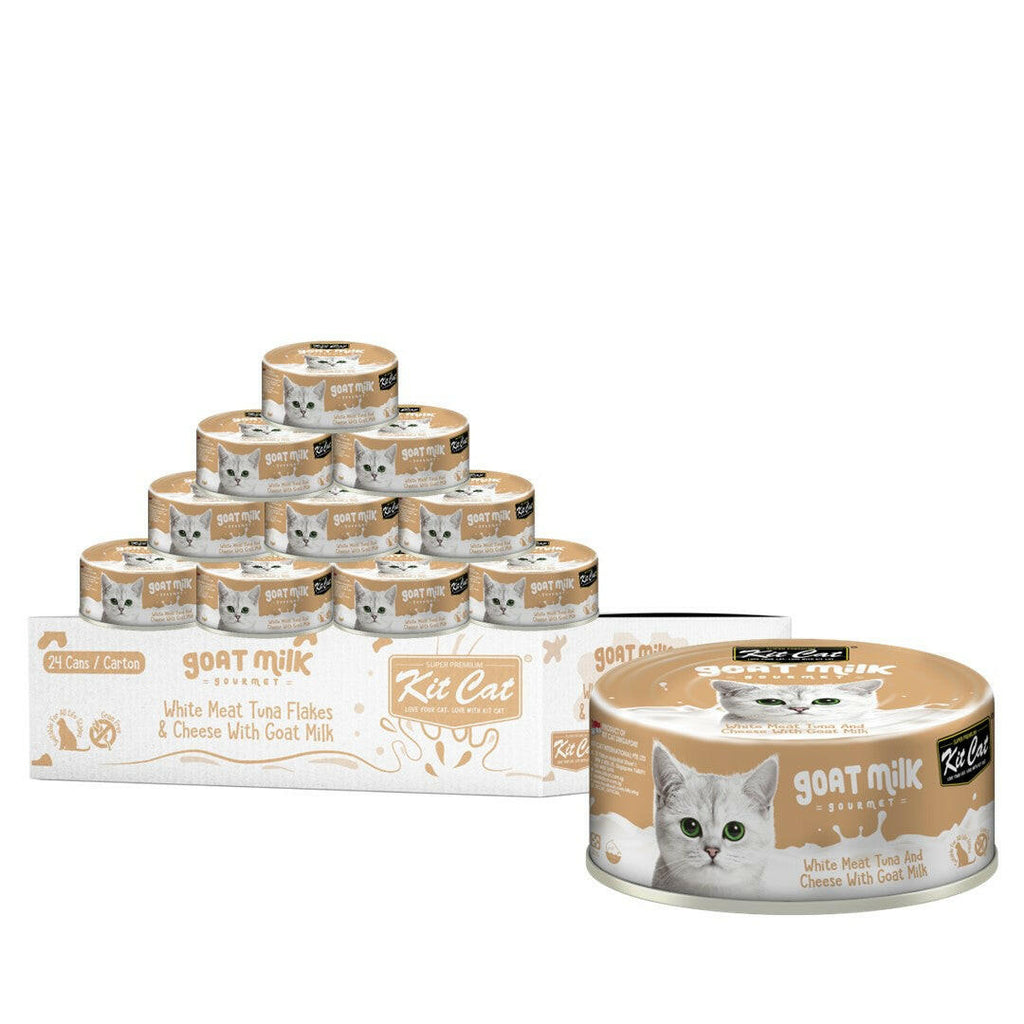 [CTN OF 24] Kit Cat Goat Milk Gourmet Canned Cat Food - Tuna & Cheese (70g).