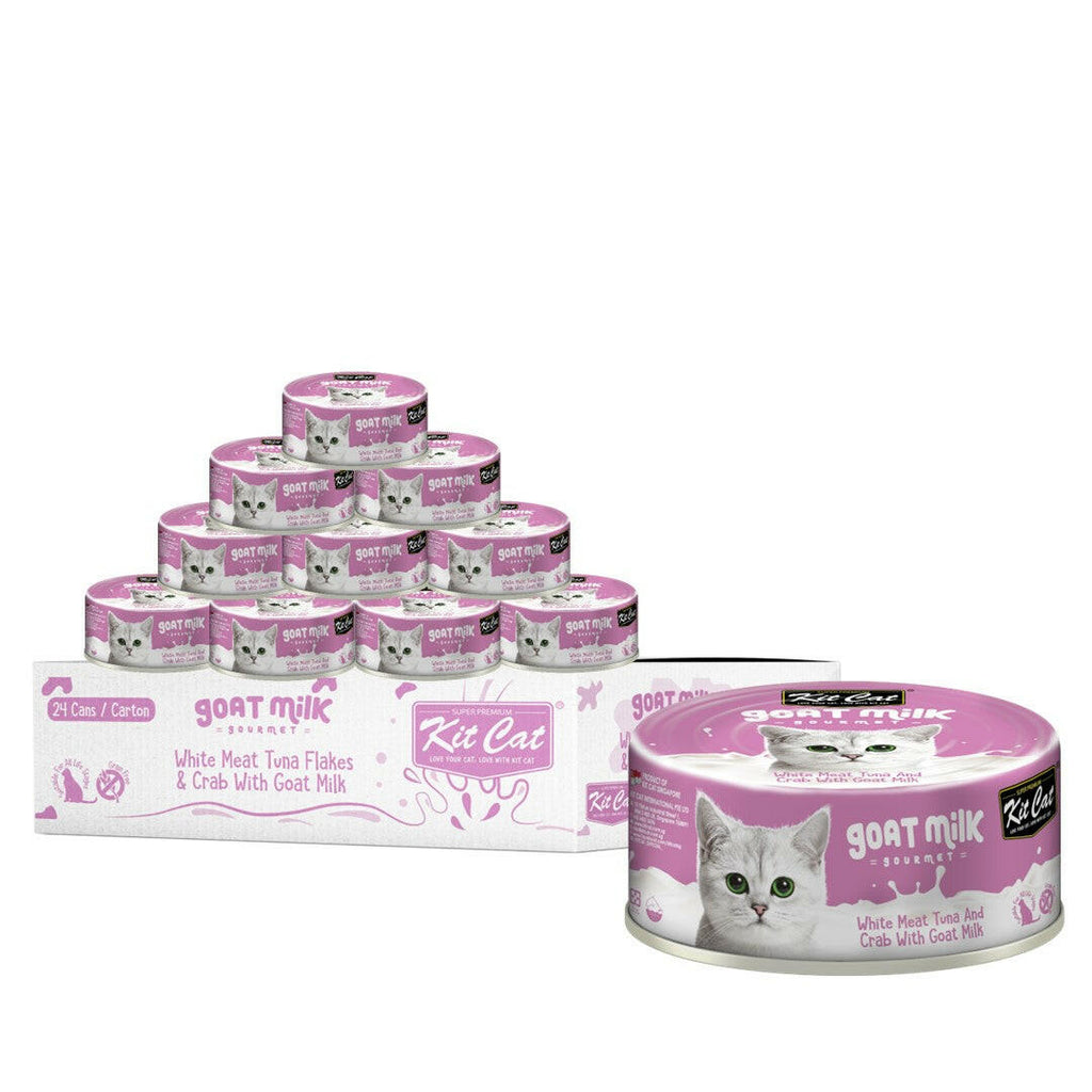 [CTN OF 24] Kit Cat Goat Milk Gourmet Canned Cat Food - Tuna & Crab (70g).