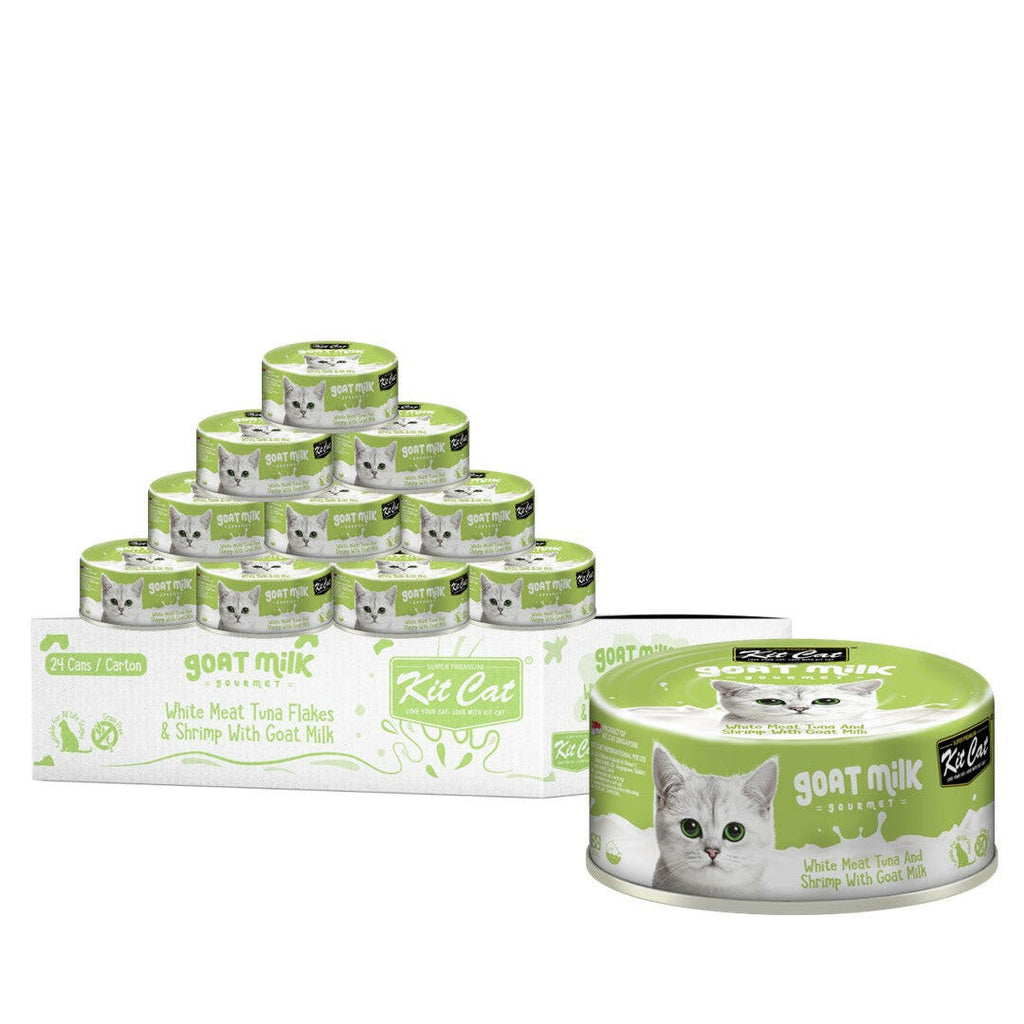 [CTN OF 24] Kit Cat Goat Milk Gourmet Canned Cat Food - Tuna & Shirmp (70g).