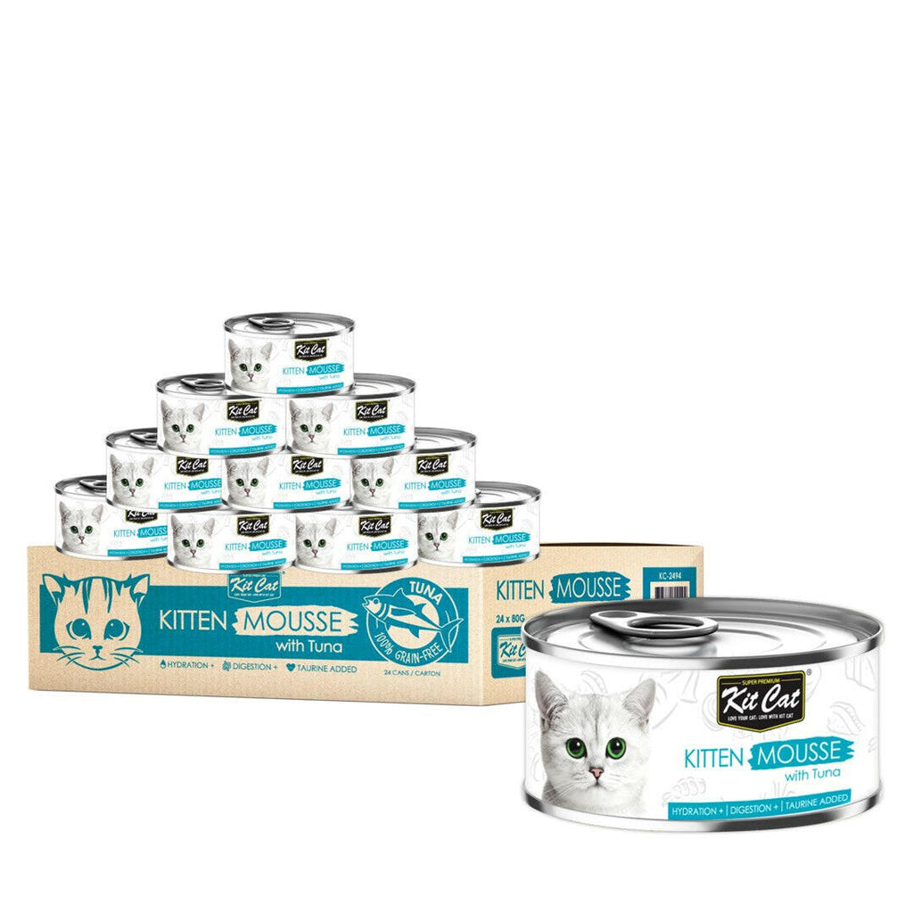 [CTN OF 24] Kit Cat Deboned Toppers Cat Canned Food - Kitten Mousse With Tuna (80g).