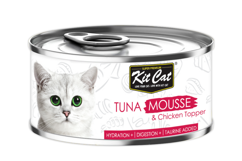 [CTN OF 24] Kit Cat Deboned Toppers Cat Canned Food - Tuna Mousse With Chicken (80g).