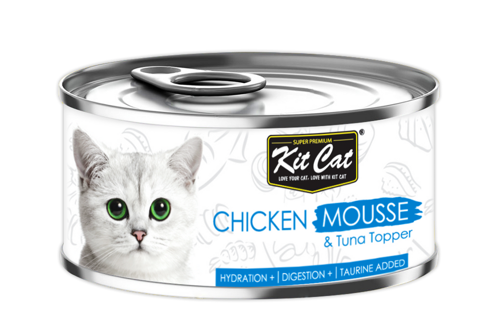 [CTN OF 24] Kit Cat Deboned Toppers Cat Canned Food - Chicken Mousse With Tuna (80g).