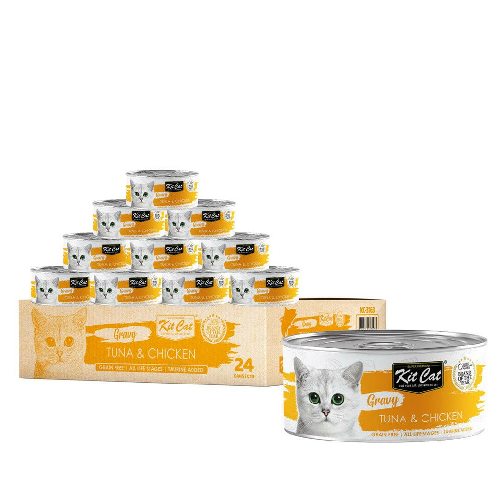 [CTN OF 24] Kit Cat Gravy Cat Canned Food - Tuna & Chicken (70g).