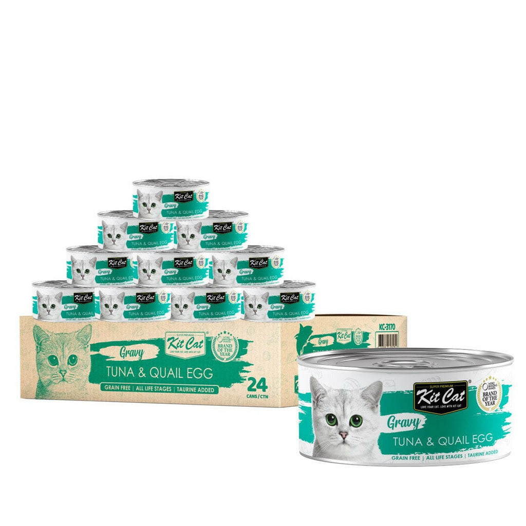 [CTN OF 24] Kit Cat Gravy Cat Canned Food - Tuna & Quail Egg (70g).