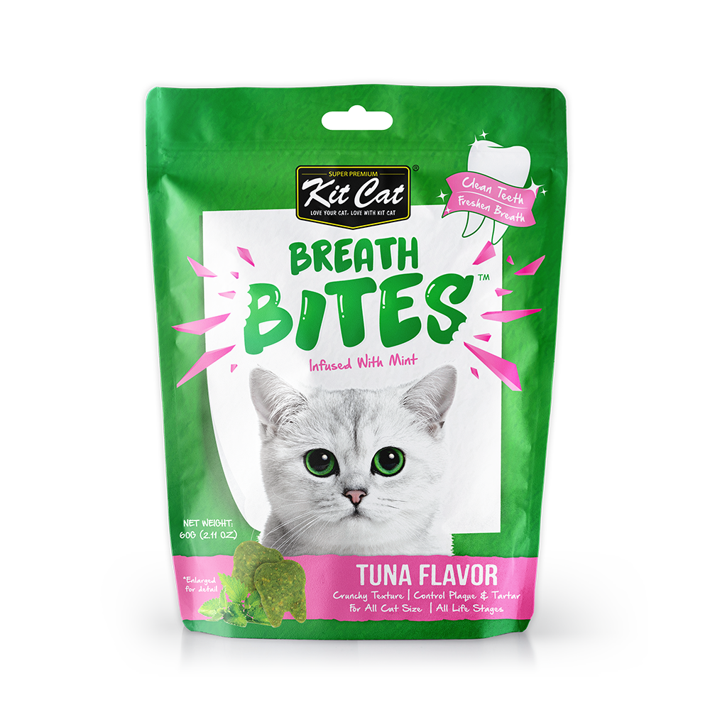 [CTN of 12] Kit Cat Breath Bites Dental Cat Treats - Tuna (60g).