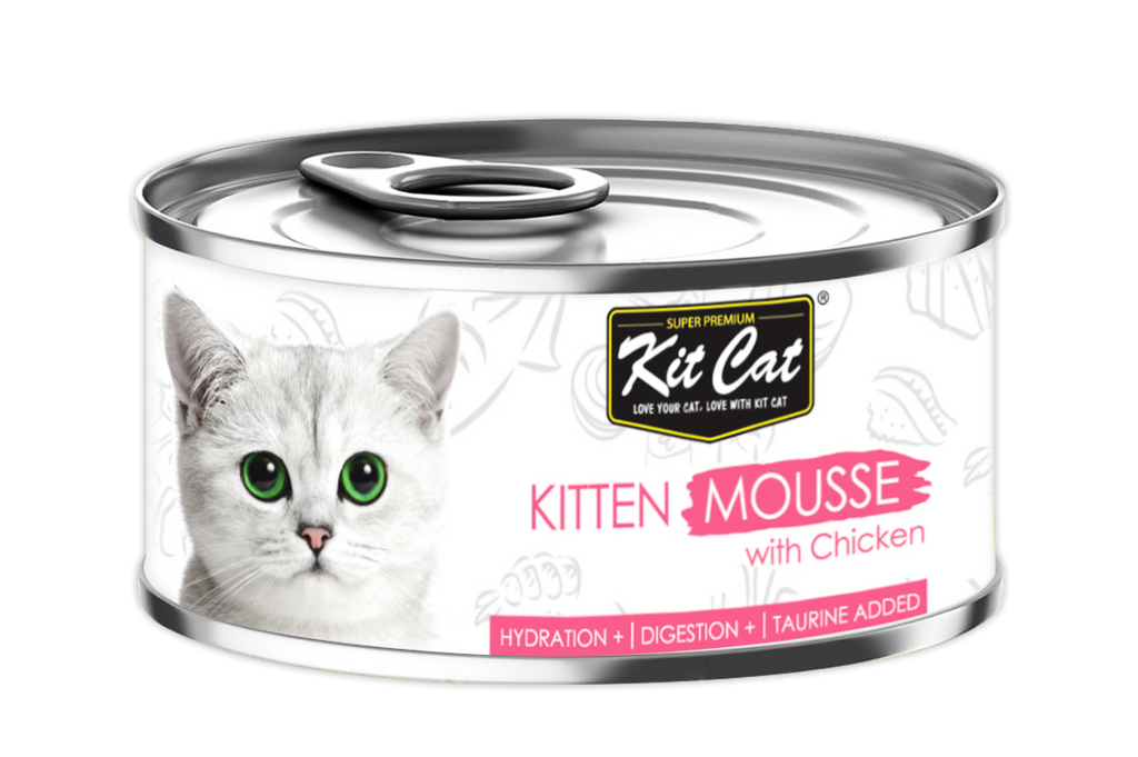 [CTN OF 24] Kit Cat Deboned Toppers Cat Canned Food - Kitten Mousse With Chicken (80g).