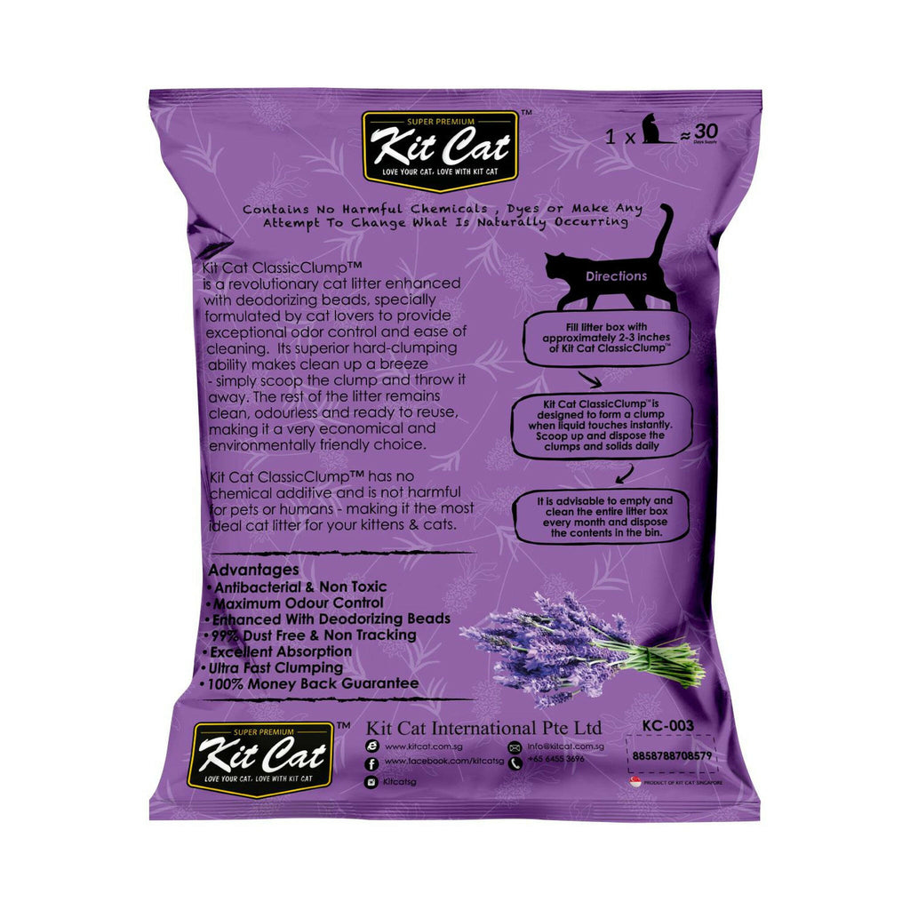 Kit Cat Classic Clump Cat Litter - Lavender (10L/7kg).
