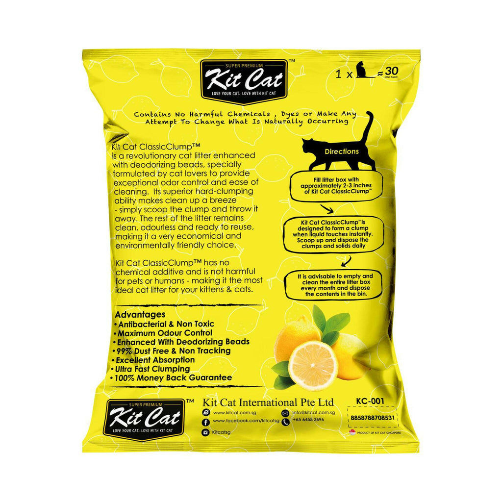 Kit Cat Classic Clump Cat Litter - Lemon (10L/7kg).