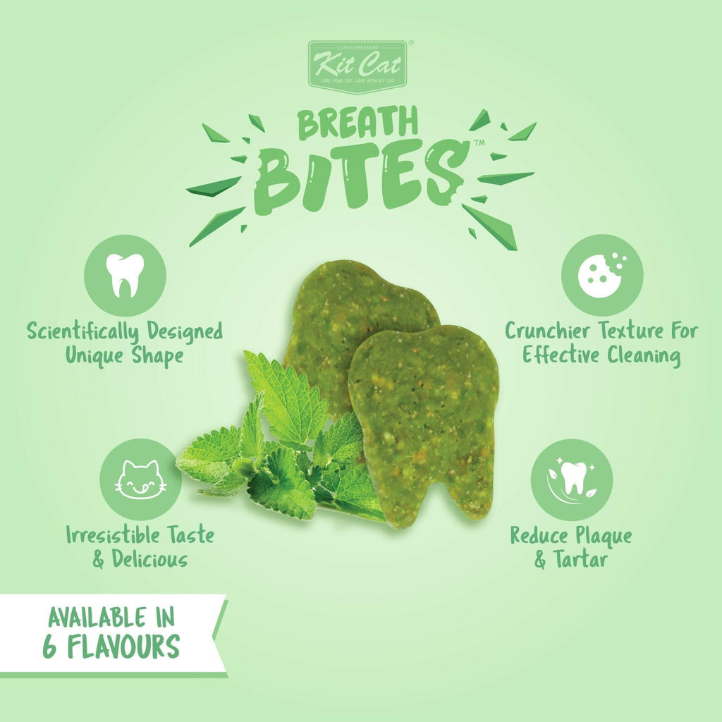 [CTN of 12] Kit Cat Breath Bites Dental Cat Treats - Beef (60g).