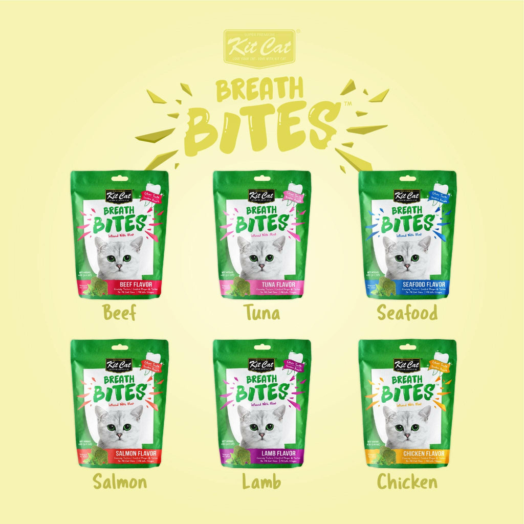 Kit Cat Breath Bites Dental Cat Treats - Seafood (60g).