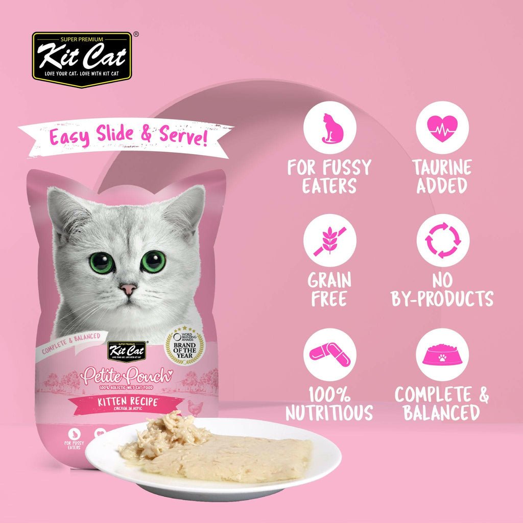 Kit Cat Petite Pouch Complete & Balanced Wet Cat Food - Kitten Chicken in Aspic (70g).