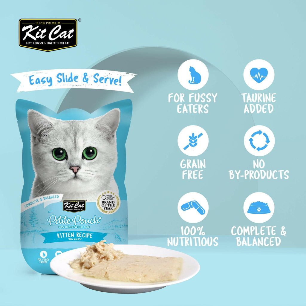 Kit Cat Petite Pouch Complete & Balanced Wet Cat Food - Kitten Tuna in Aspic (70g).