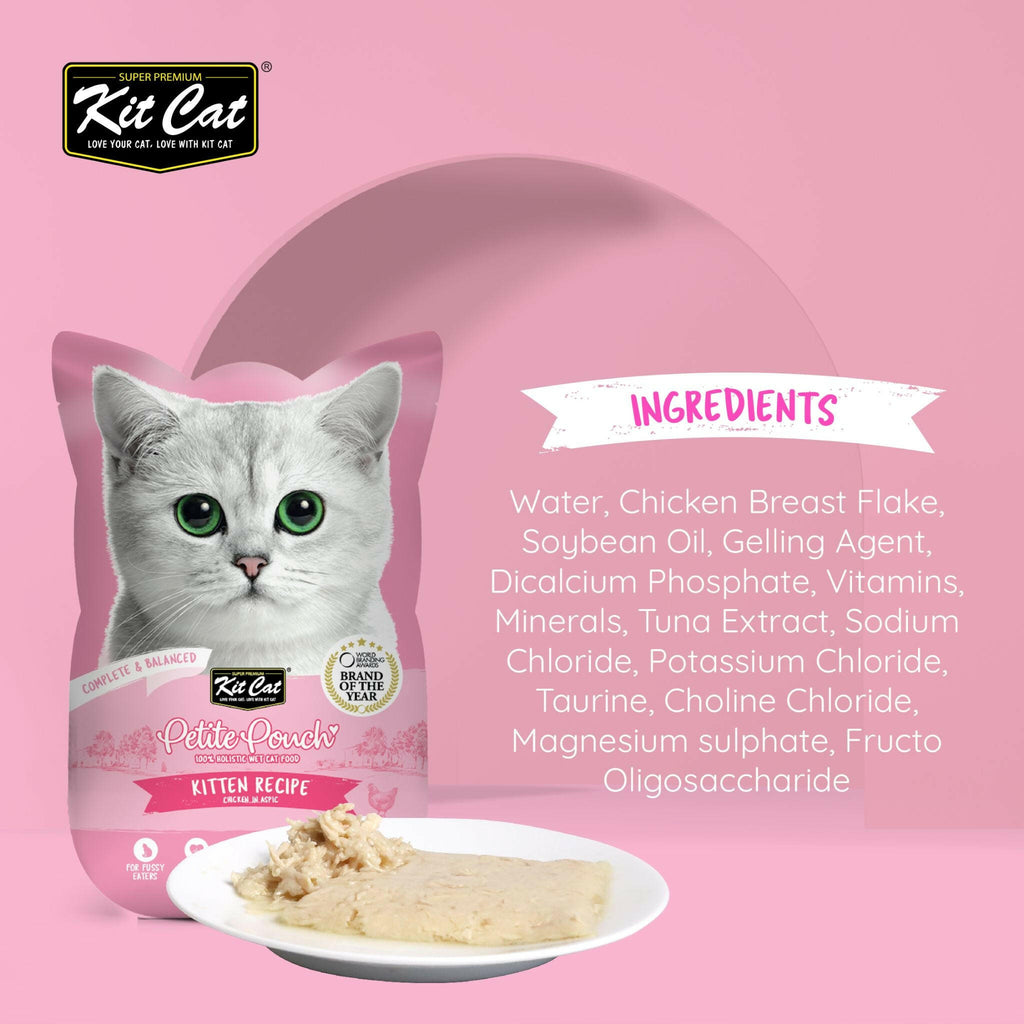 Kit Cat Petite Pouch Complete & Balanced Wet Cat Food - Kitten Chicken in Aspic (70g).