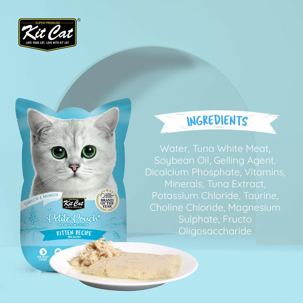 [CTN OF 24] Kit Cat Petite Pouch Complete & Balanced Wet Cat Food - Kitten Tuna in Aspic (70g).