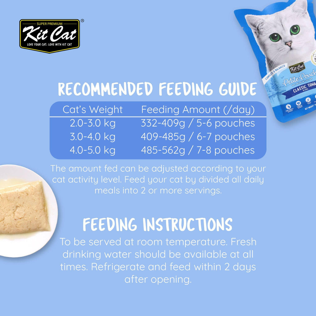 Kit Cat Petite Pouch Complete & Balanced Wet Cat Food - Classic Tuna in Aspic (70g).
