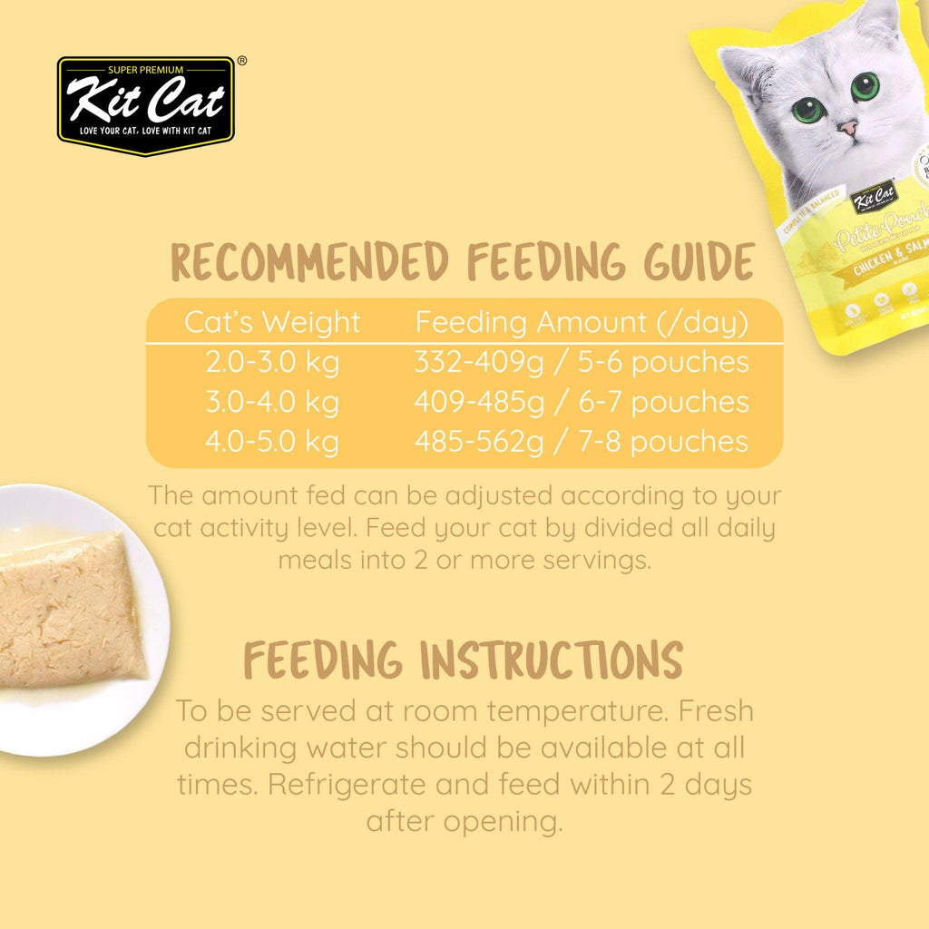 Kit Cat Petite Pouch Complete & Balanced Wet Cat Food - Chicken & Salmon in Aspic (70g).