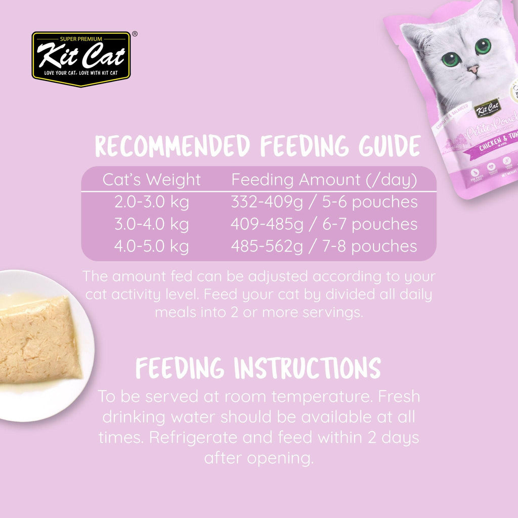 [CTN OF 24] Kit Cat Petite Pouch Complete & Balanced Wet Cat Food - Chicken & Tuna in Aspic (70g).