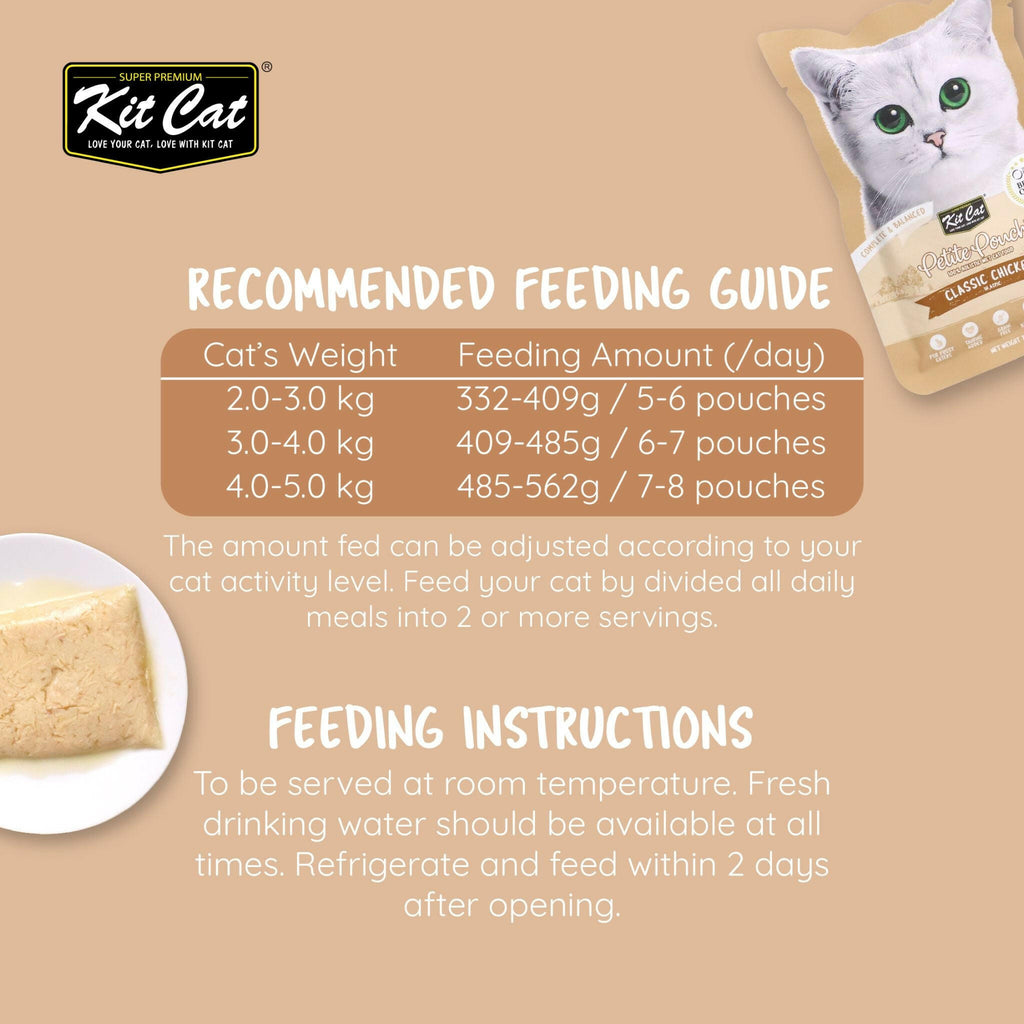 Kit Cat Petite Pouch Complete & Balanced Wet Cat Food - Classic Chicken in Aspic (70g).