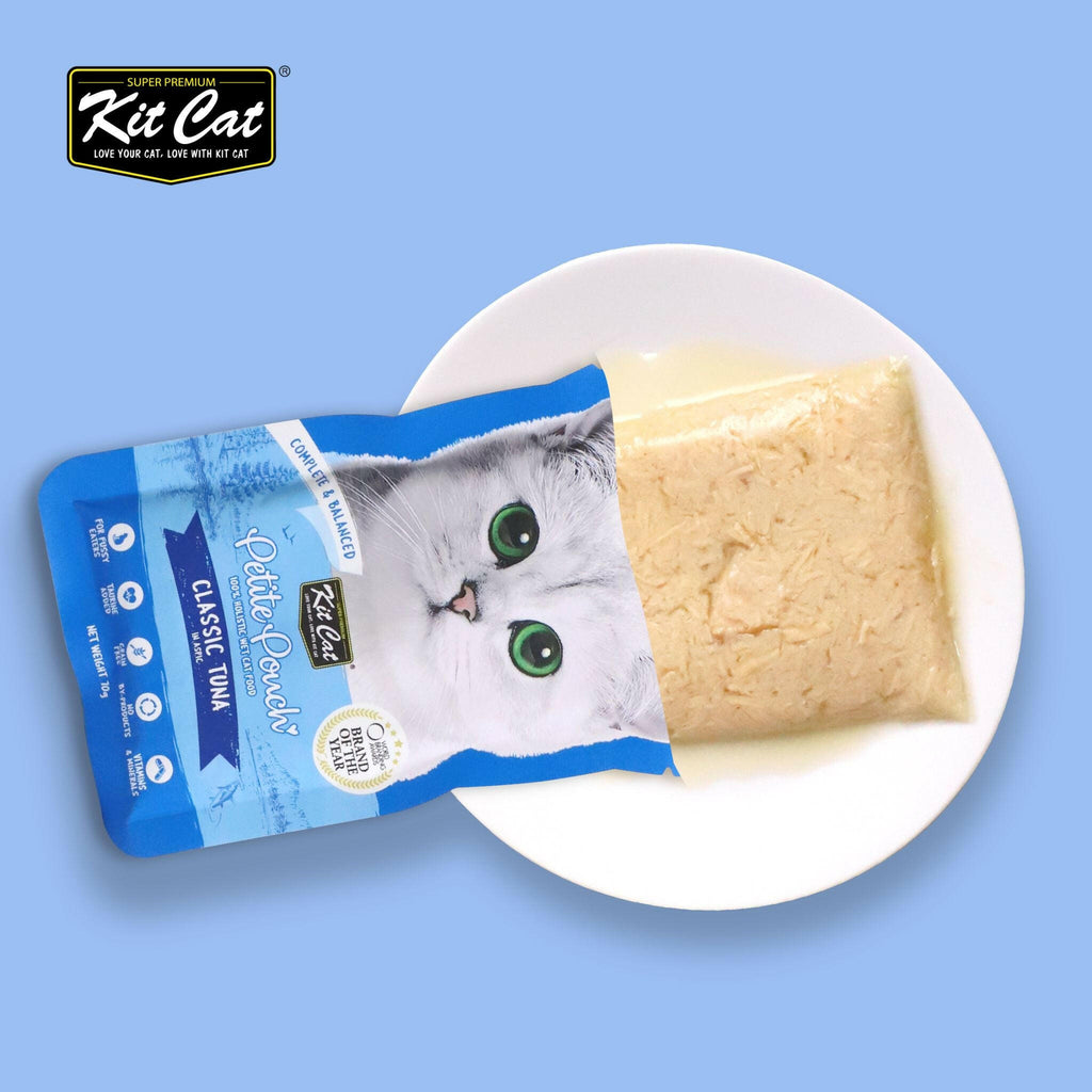 Kit Cat Petite Pouch Complete & Balanced Wet Cat Food - Classic Tuna in Aspic (70g).