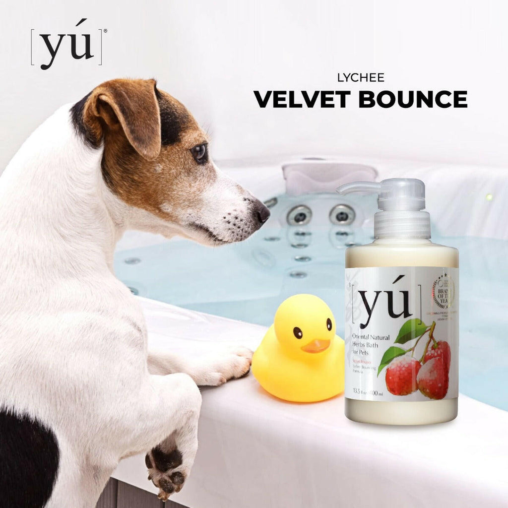 YU Oriental Natural Herbs Bath Shampoo for Cats & Dogs -  Lychee Bouncing Formula (400ml).