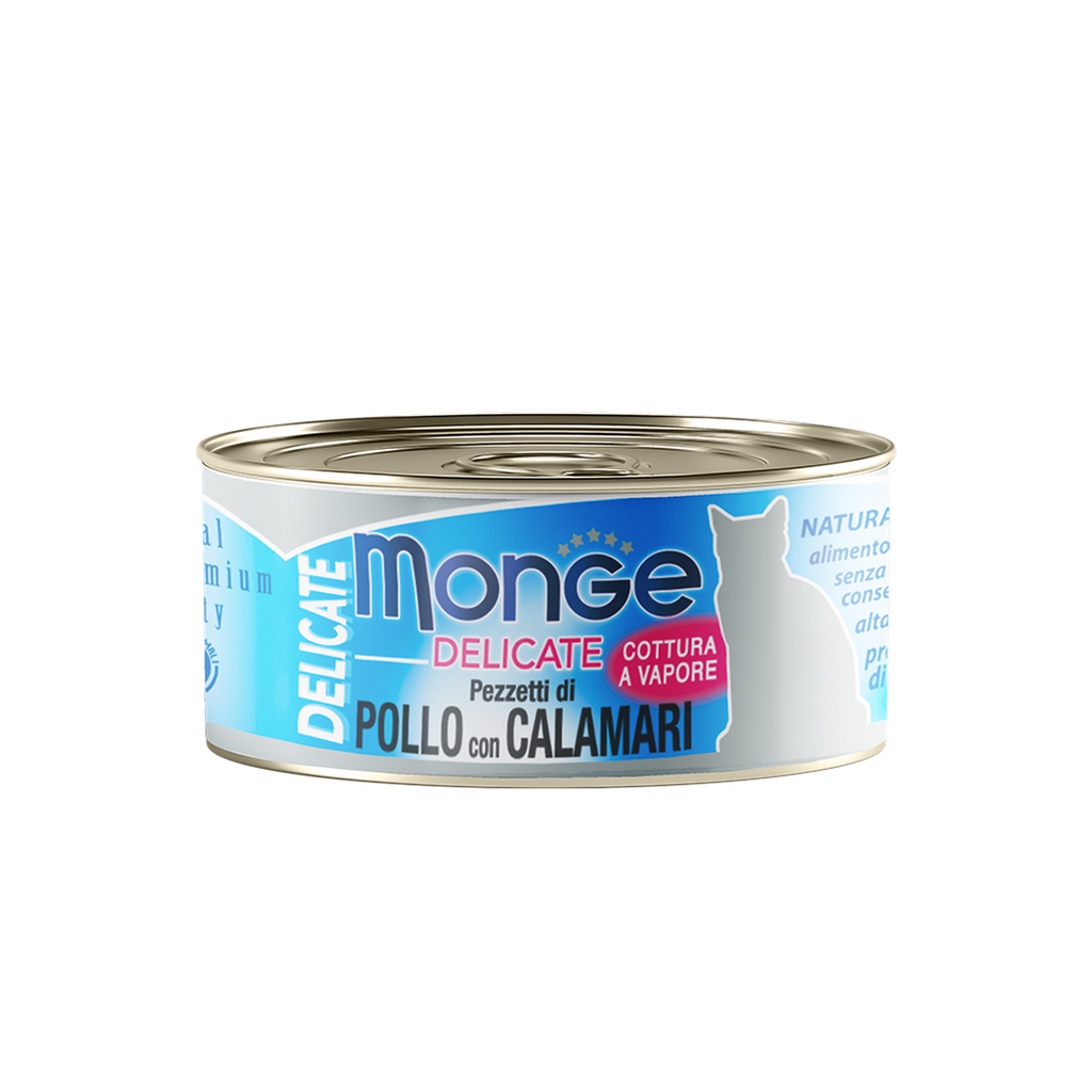 Monge Cat Canned Food - Delicate Chicken & Squid (80g).