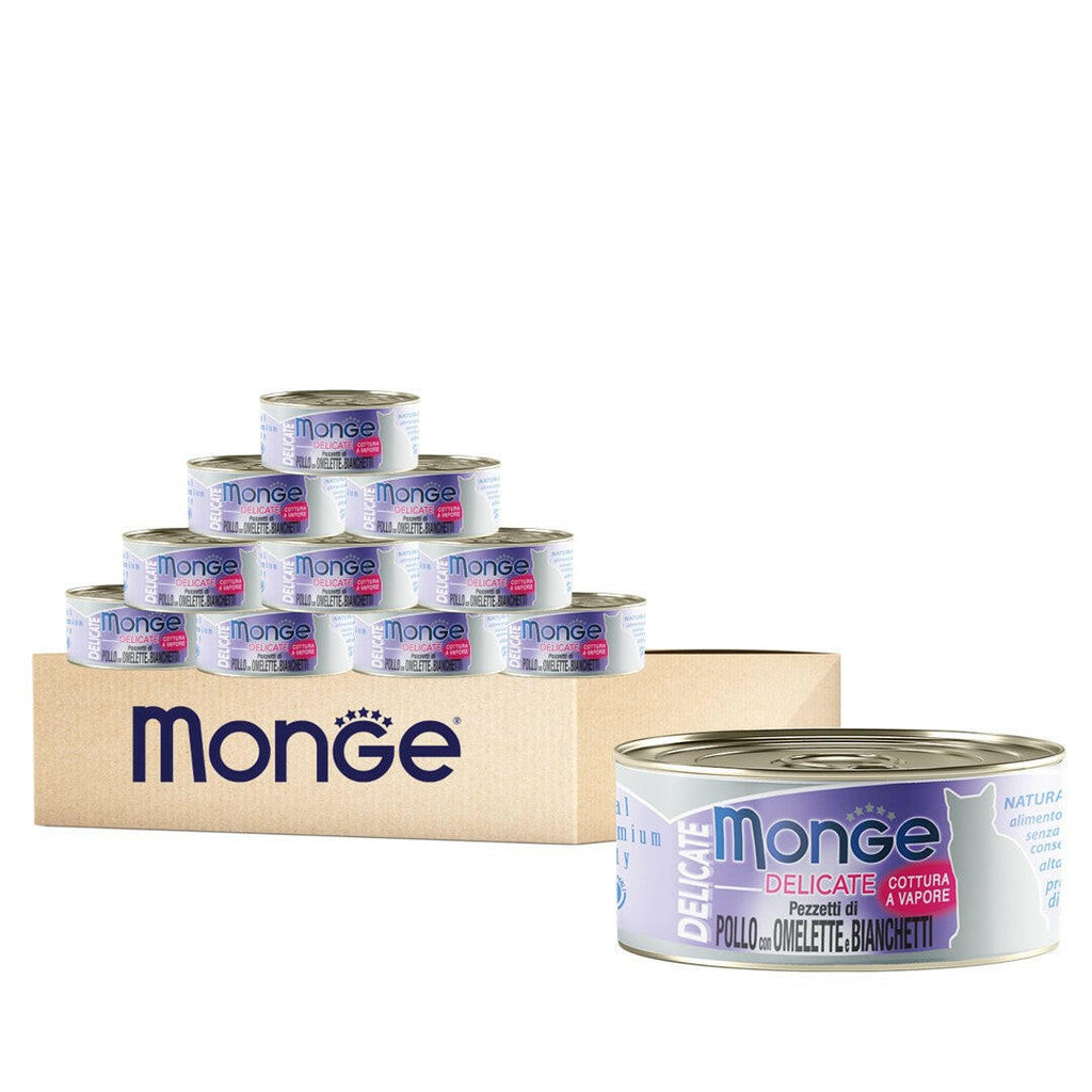 [CTN OF 24] Monge Cat Canned Food - Delicate Chicken With Omelette & Whitebait (80g).