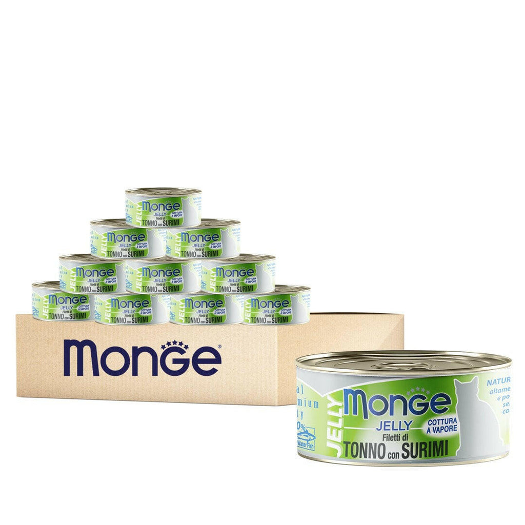 [CTN OF 24] Monge Cat Canned Food - Jelly Yellowfin Tuna With Surimi (80g).