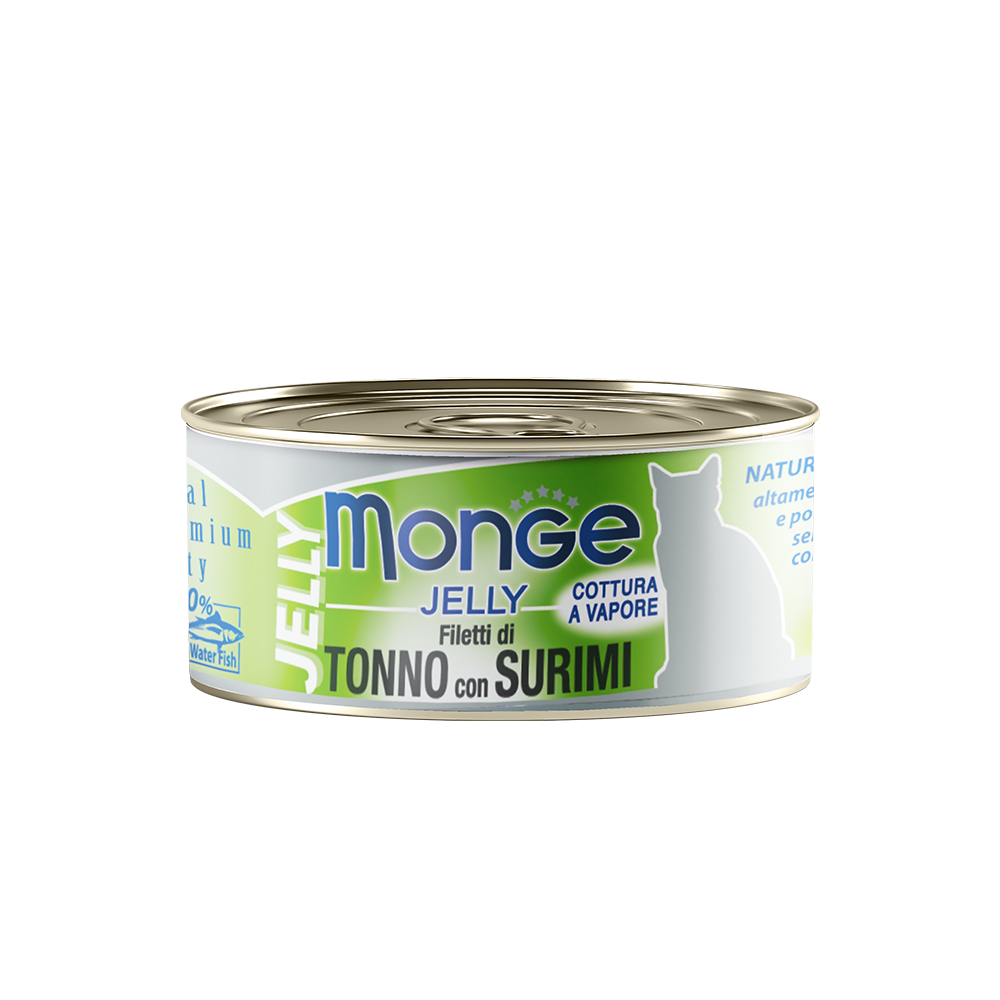 [CTN OF 24] Monge Cat Canned Food - Jelly Yellowfin Tuna With Surimi (80g).