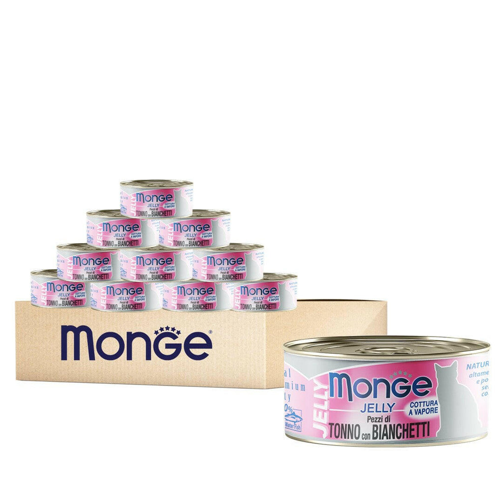 [CTN OF 24] Monge Cat Canned Food - Jelly Yellowfin Tuna With Whitebait (80g).