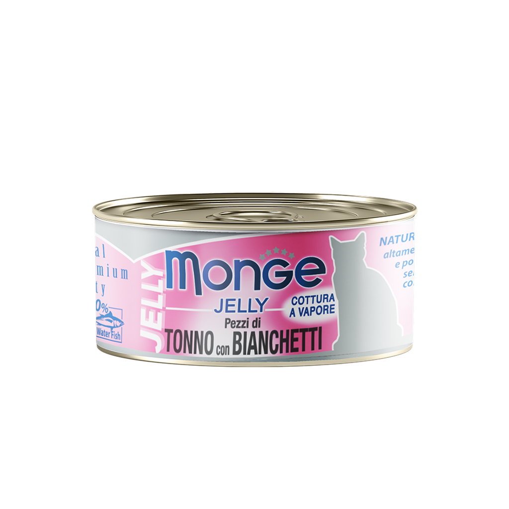 Monge Cat Canned Food - Jelly Yellowfin Tuna With Whitebait (80g).