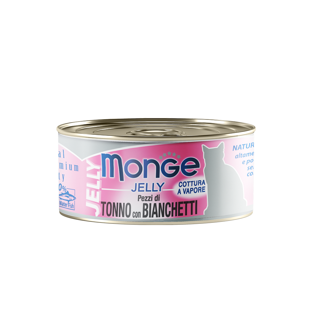 [CTN OF 24] Monge Cat Canned Food - Jelly Yellowfin Tuna With Whitebait (80g).