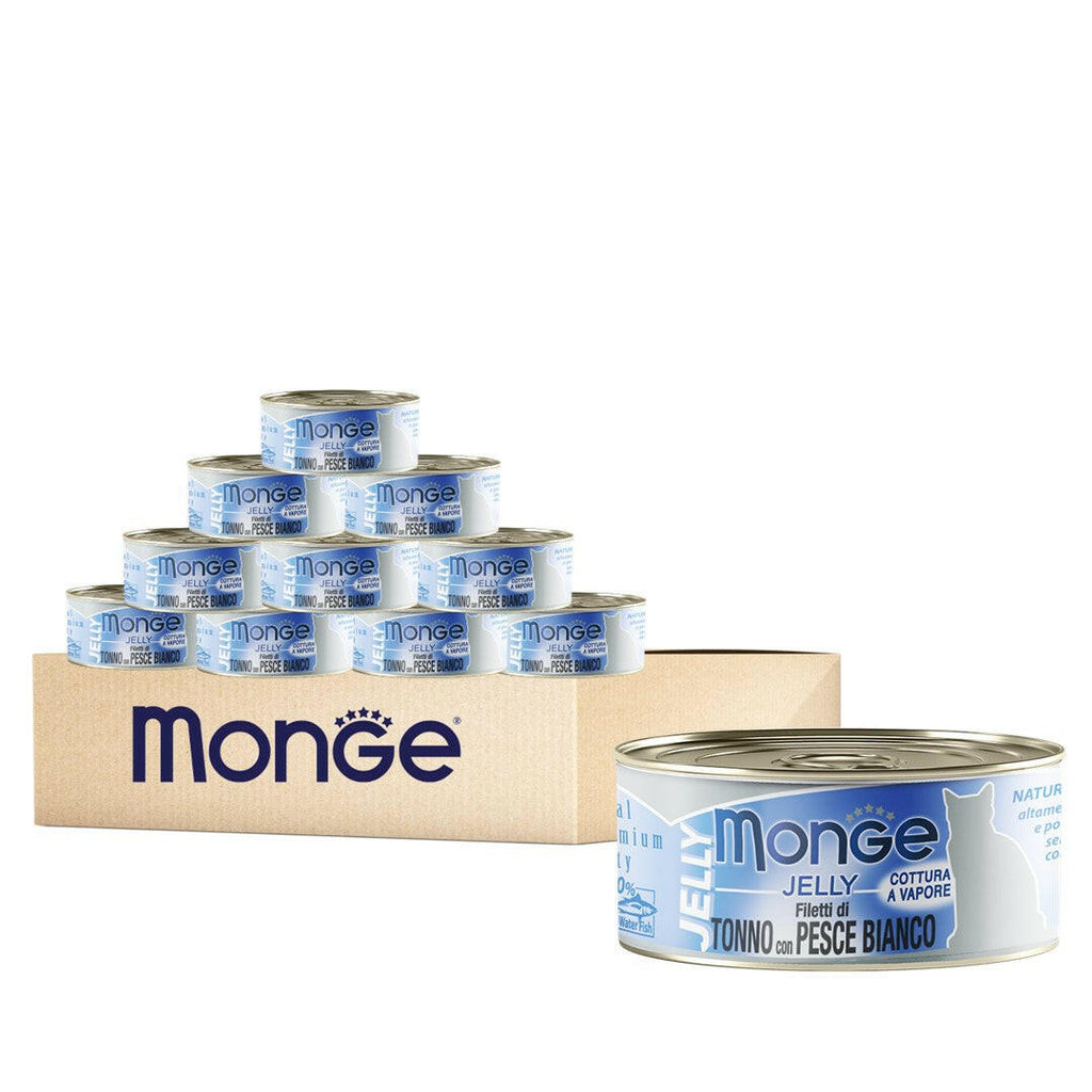 [CTN OF 24] Monge Cat Canned Food - Jelly Yellowfin Tuna With Seabream (80g).