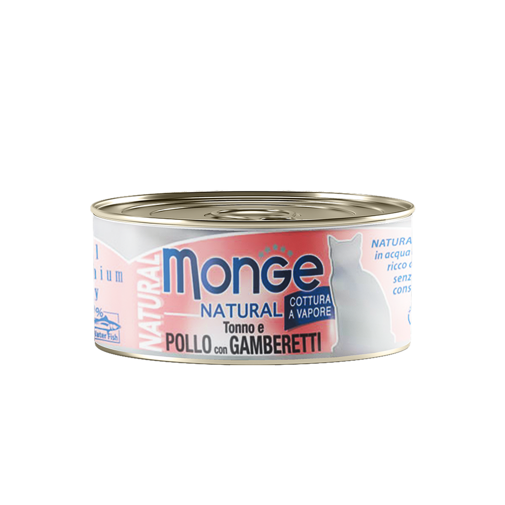 Monge Cat Canned Food - Natural Tuna And Chicken With Shrimps (80g).