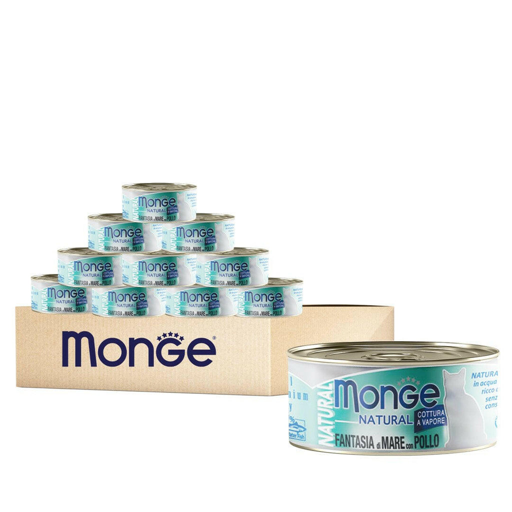 [CTN OF 24] Monge Cat Canned Food - Natural Seafood Mixed With Chicken (80g).