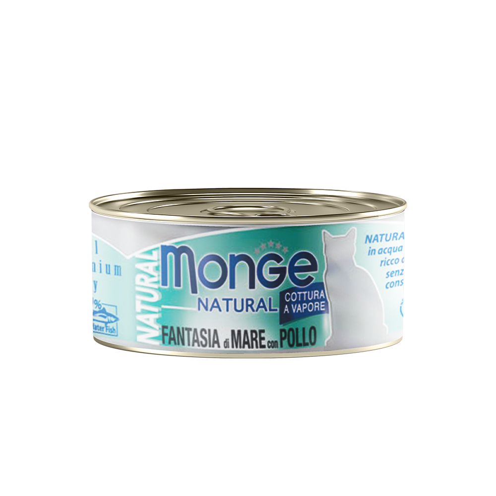 [CTN OF 24] Monge Cat Canned Food - Natural Seafood Mixed With Chicken (80g).