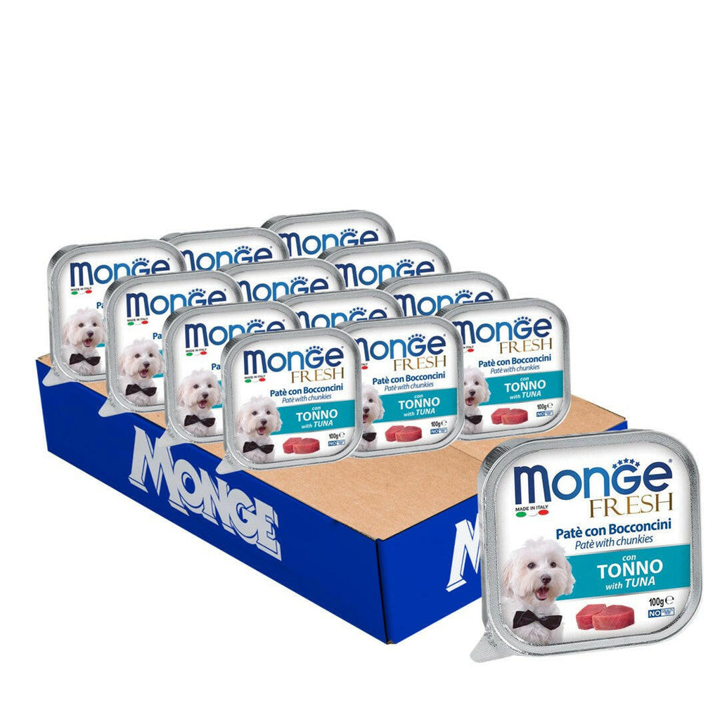 [CTN OF 32] Monge Fresh Pate & Chunkies Wet Dog Food - Tuna (100g).
