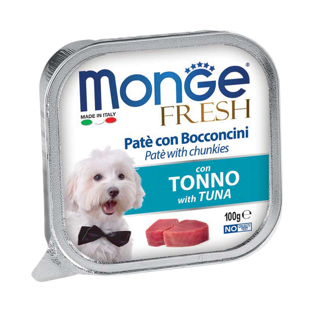 Monge Fresh Pate & Chunkies Wet Dog Food - Tuna (100g).