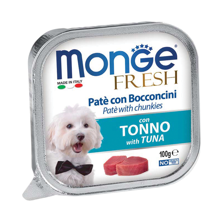 [CTN OF 32] Monge Fresh Pate & Chunkies Wet Dog Food - Tuna (100g).