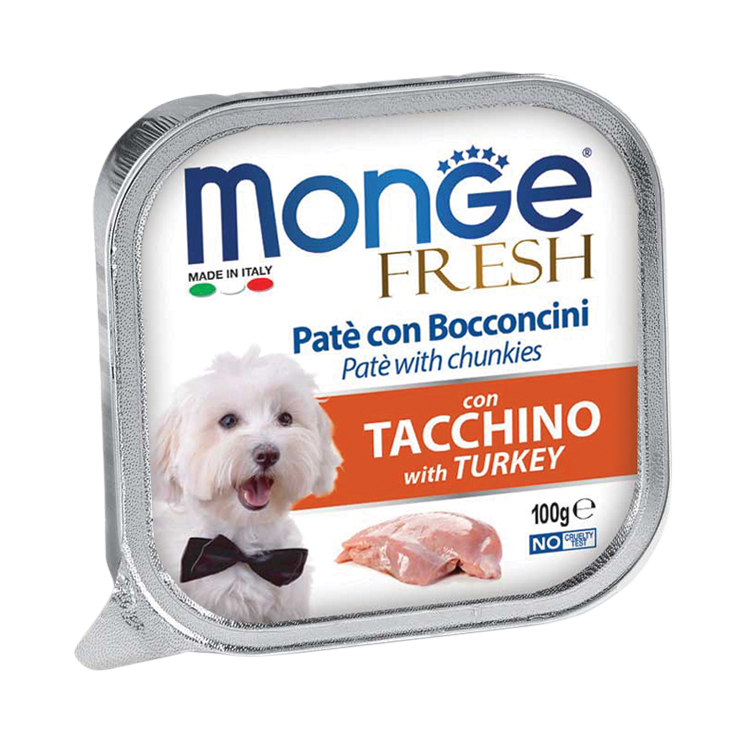 [CTN OF 32] Monge Fresh Pate & Chunkies Wet Dog Food - Turkey (100g).