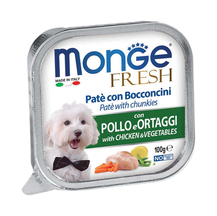 [CTN OF 32] Monge Fresh Pate & Chunkies Wet Dog Food - Chicken & Veg (100g).